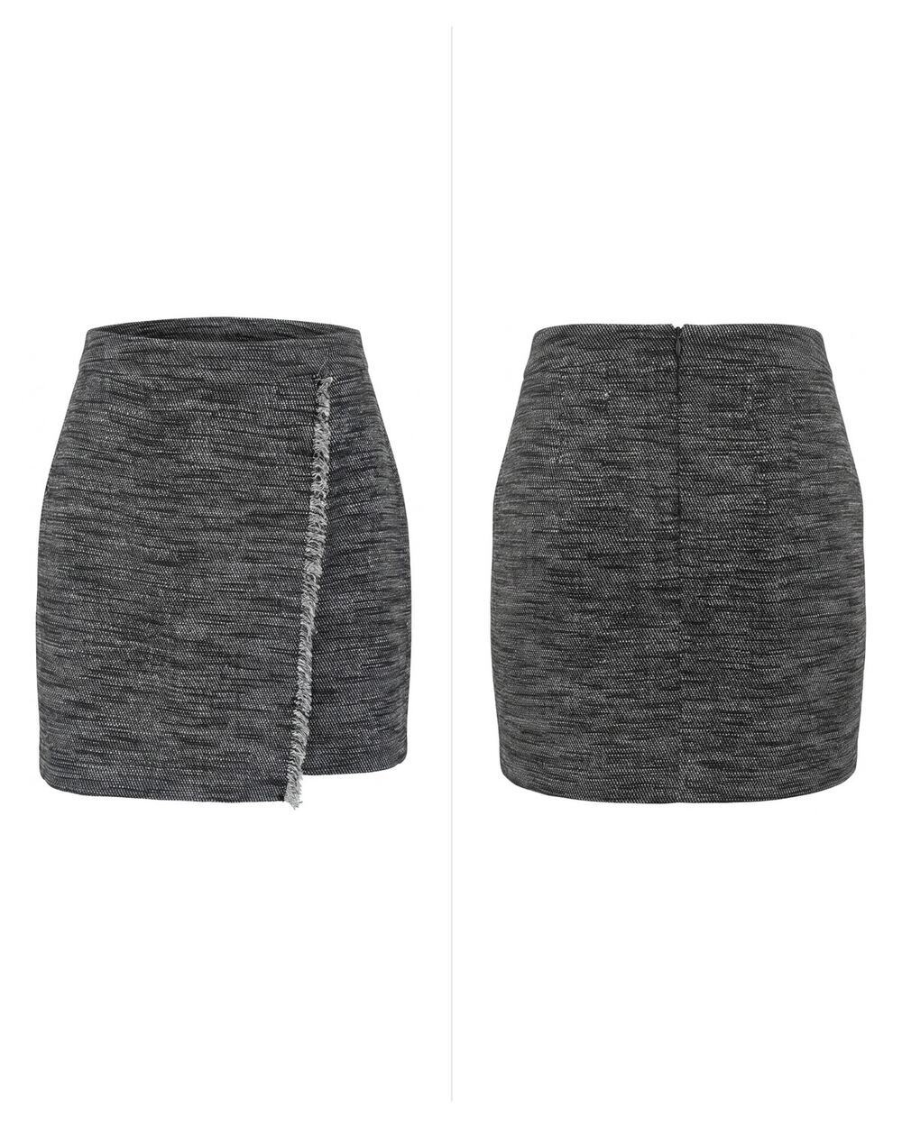 Loft Petite Gray Tweed Fringe Wrap Mini Skirt Women Size 00P